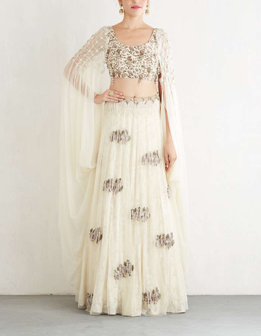 White Tasseled Lehenga