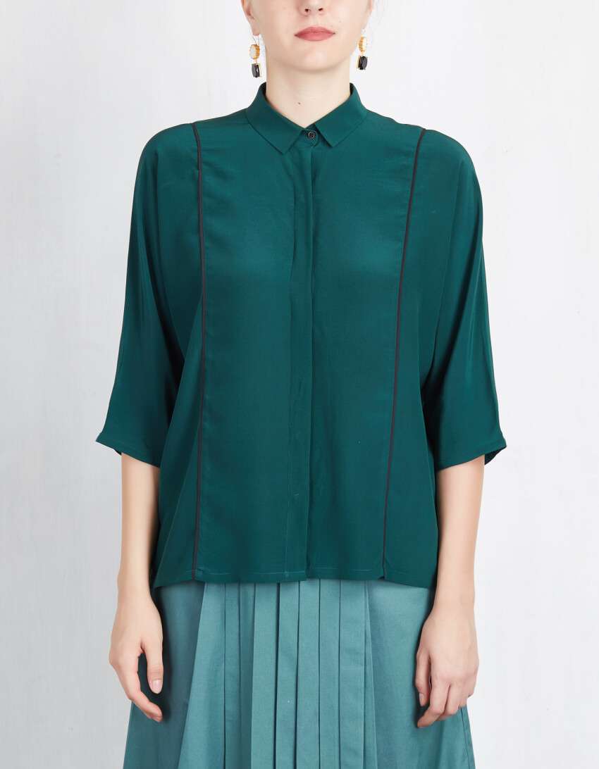 Teal Conscealed Placket Shirt